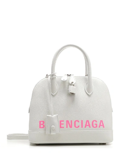 Shop Balenciaga Ville Logo Top Handle Tote Bag In White