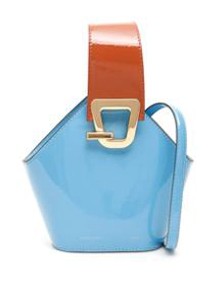 Shop Danse Lente Mini Johnny Patent Bucket Bag In Blue
