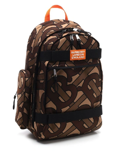 Shop Burberry All Over Monogram Print Backpack In Brown