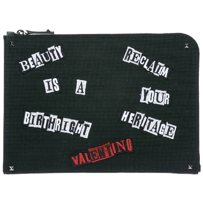 Shop Valentino Garavani Appliqué Clutch Bag In Black