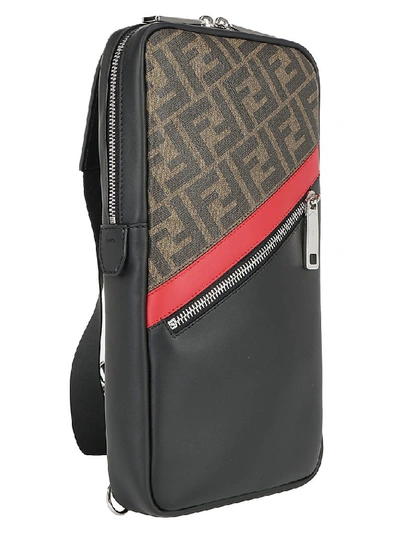 Shop Fendi Ff Monogram Diagonal One Shoulder Backpack In Multi