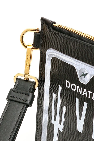Shop Versace Logo Motif Clutch Bag In Black