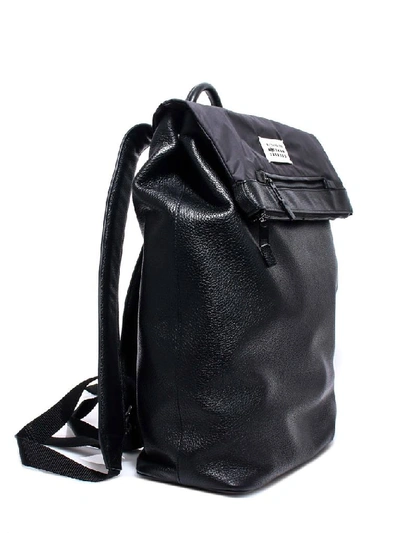 Shop Maison Margiela Logo Patch Zipped Backpack In Black