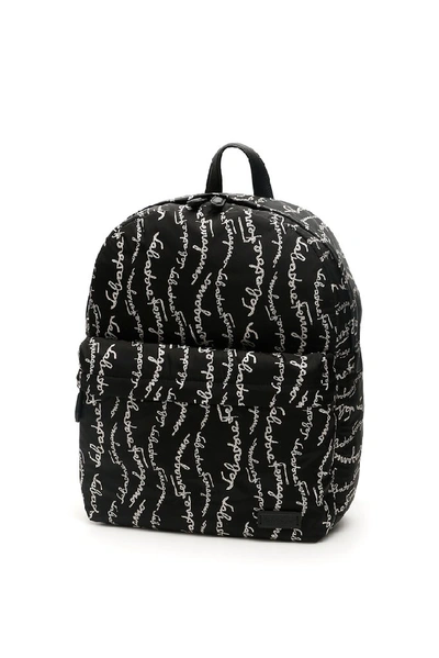 Shop Ferragamo Salvatore  All Over Logo Backpack In Black