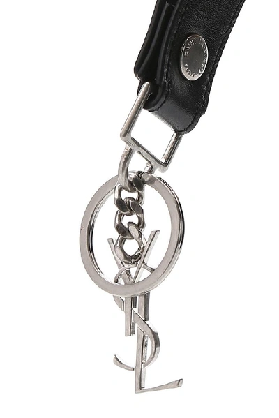 Shop Saint Laurent Monogram Logo Key Ring In Black