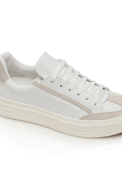 Shop Ferragamo Salvatore  Borg Sneakers In White