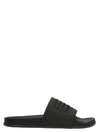 Shop Maison Margiela Logo Slides In Black