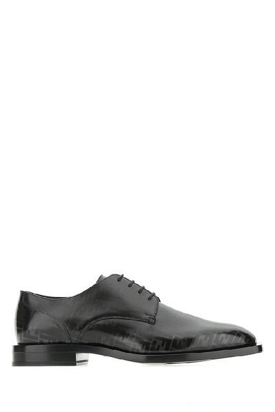 Shop Fendi Ff Printed Derby Shoes In Black