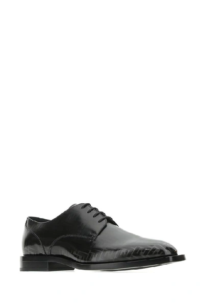 Shop Fendi Ff Printed Derby Shoes In Black