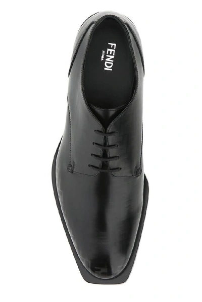 Shop Fendi Ff Printed Derby Shoes In Black