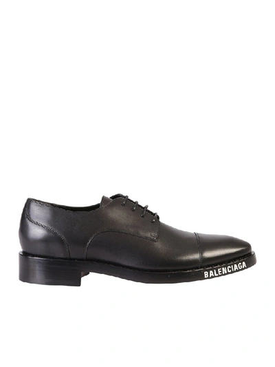 Shop Balenciaga Logo Detail Derby Shoes In Black