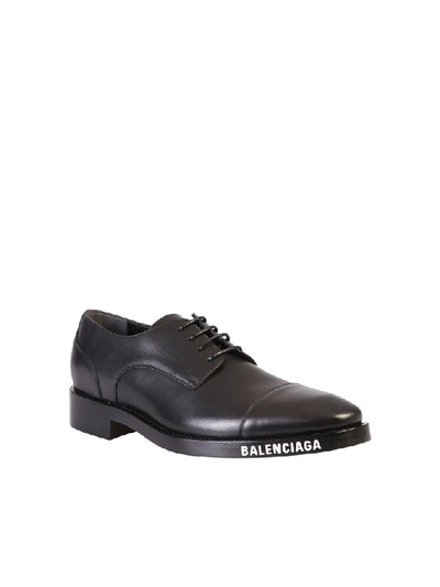 Shop Balenciaga Logo Detail Derby Shoes In Black