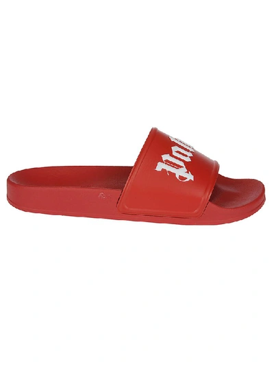 Shop Palm Angels Logo Slides In Red