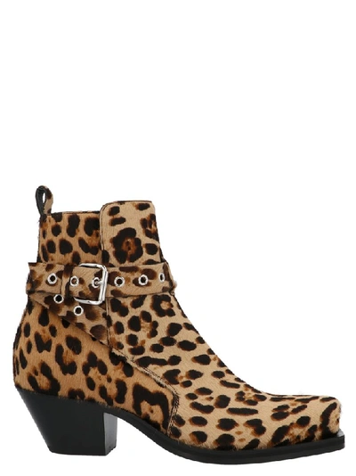 Shop Versace Animal Print Ankle Boots In Multi