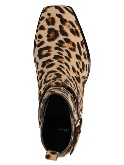 Shop Versace Animal Print Ankle Boots In Multi