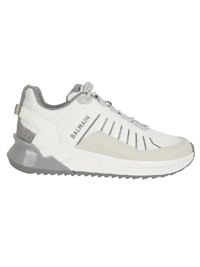 Shop Balmain Panelled Logo Sneakers In White