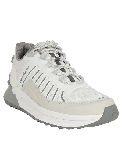 Shop Balmain Panelled Logo Sneakers In White