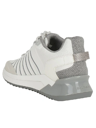 Shop Balmain Panelled Logo Sneakers In White