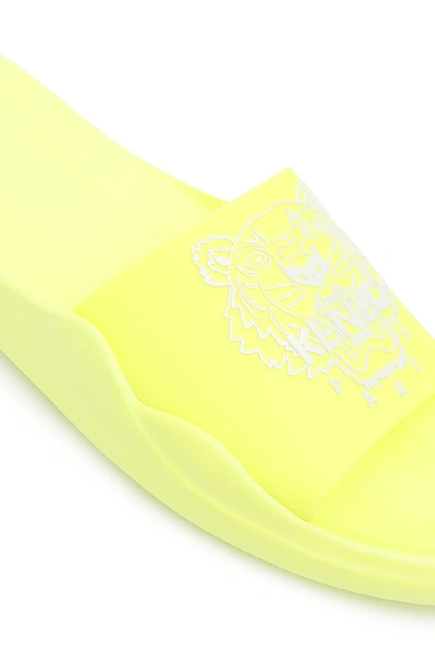 Shop Kenzo Tiger Pool Slides In Yellow
