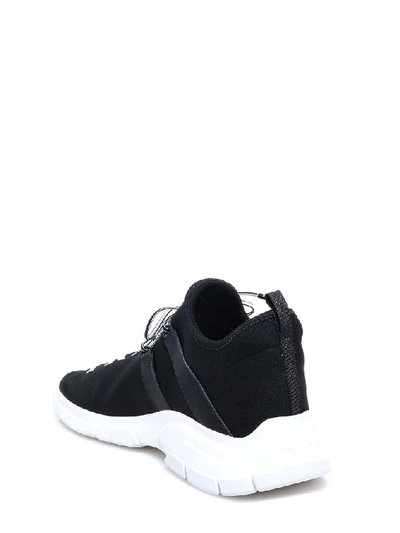 Shop Prada Logo Knit Sneakers In Black