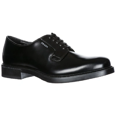 Shop Prada Logo Derby Shoes In Black