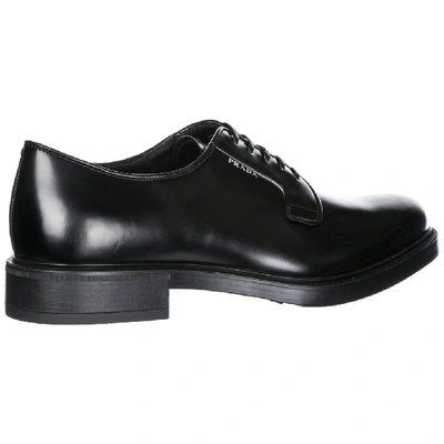 Shop Prada Logo Derby Shoes In Black