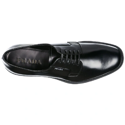 Shop Prada Logo Derby Shoes In Black