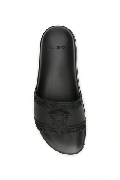 Shop Versace Medusa Slides In Black