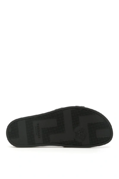 Shop Versace Medusa Slides In Black