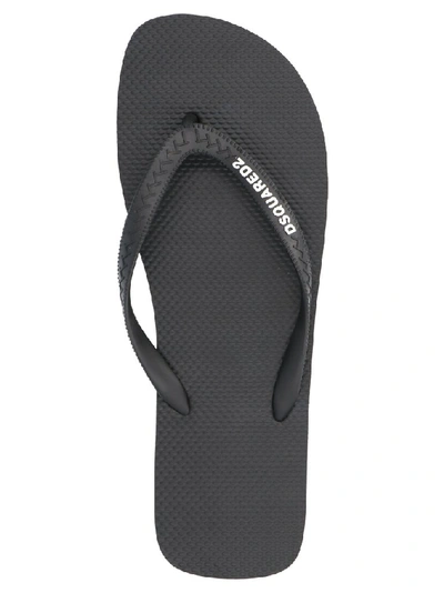 Shop Dsquared2 Logo Thong Sandals In Black