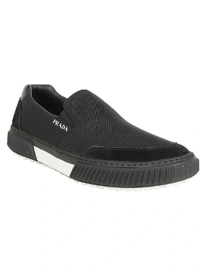 Shop Prada Logo Slip On Sneakers In Black