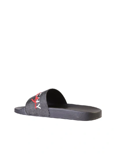 Shop Givenchy Logo Embroidered Slides In Black