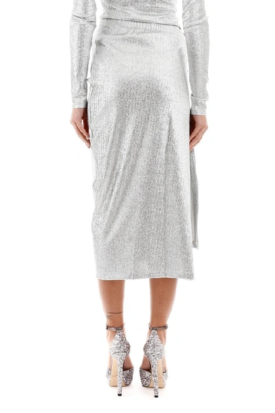 Shop Rabanne Paco  Drapped Button Skirt In Silver