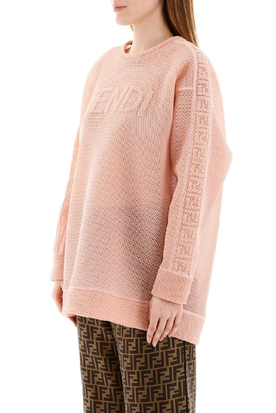 Shop Fendi Oversized Logo Sweatshirt In Pink