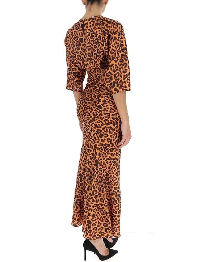 Shop Attico Leopard Printed Slit Dress In Multi
