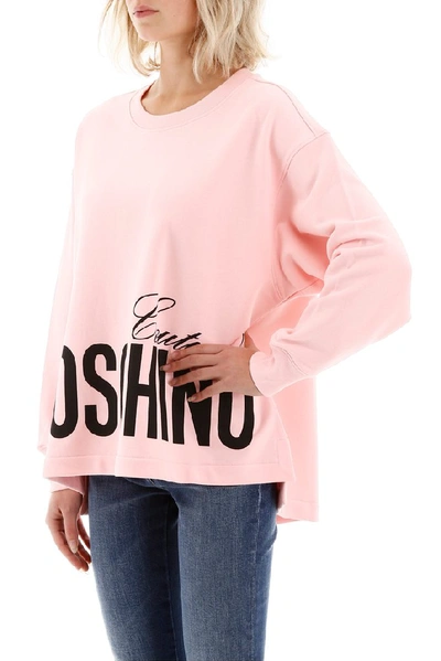 Shop Moschino Couture Print Sweatshirt In Pink