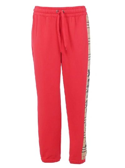 Shop Burberry Logo Vintage Check Track Pants In Red