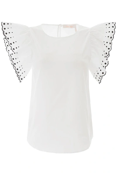 Shop See By Chloé Ruffled Sleeve Blouse In White