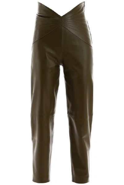 Shop Attico Stitch Detail Panelled Pants In Green