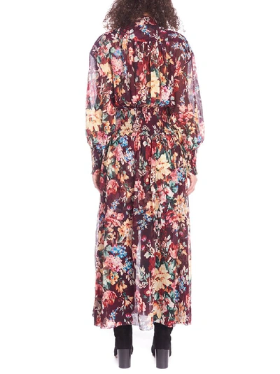 Shop Zimmermann Floral Print Shirred Dress In Multi