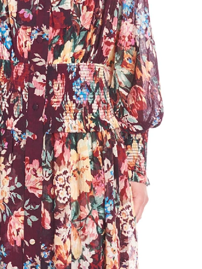 Shop Zimmermann Floral Print Shirred Dress In Multi