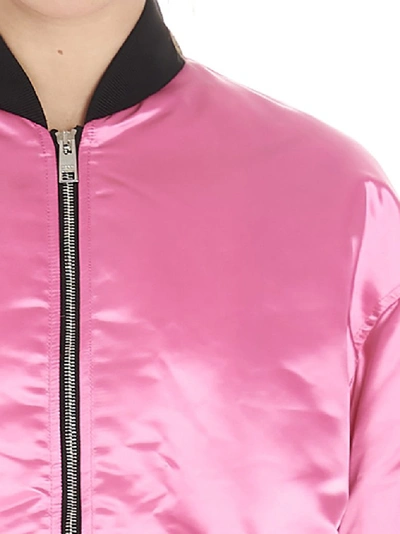 Shop Msgm Logo Patches Oversize Bomber Jacket In Pink