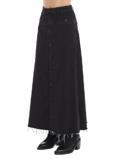 Shop Diesel Maxi Denim Skirt In Black