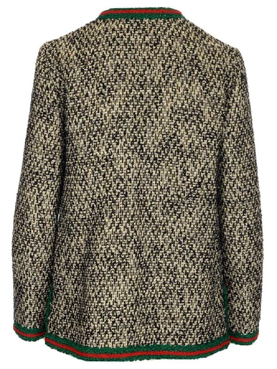 Shop Gucci Contrast Trimmed Tweed Jacket In Multi