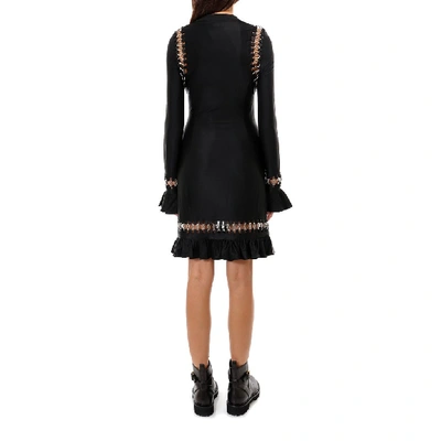 Shop Burberry Ring Embellished Mini Dress In Black