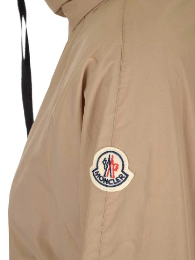 Shop Moncler Logo Windbreaker Jacket In Beige