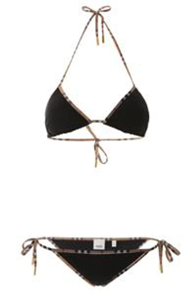 Shop Burberry Vintage Check Detail Triangle Bikini In Black