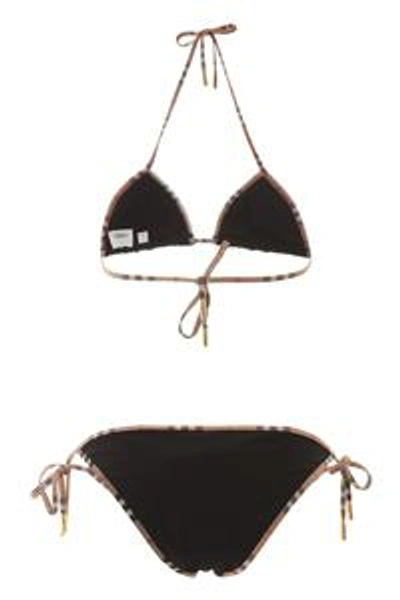 Shop Burberry Vintage Check Detail Triangle Bikini In Black