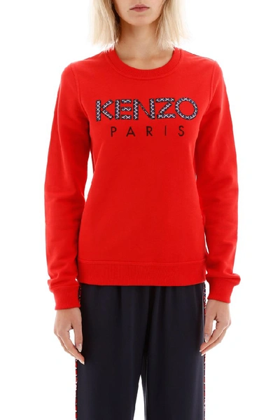 Shop Kenzo Logo Embroidered Sweatshirt In Red