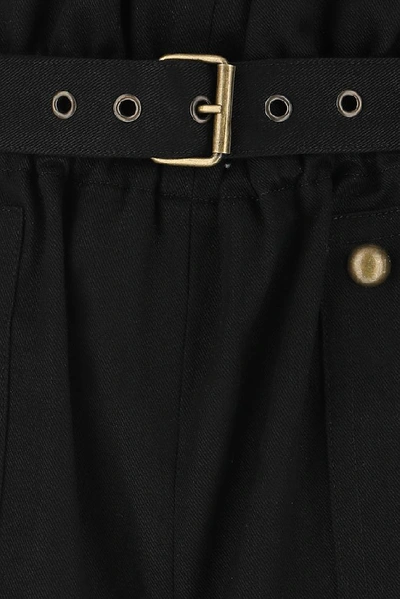 Shop Saint Laurent Belted Pleated Waist Shorts In Black